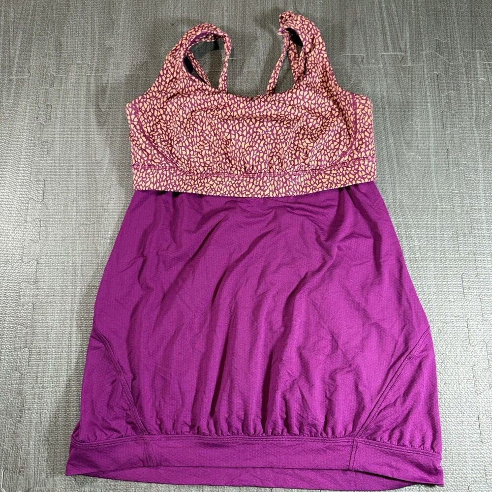 Lululemon Nouveau Limits Tank Miss Mosaic Peach Fuzz Regal Plum Size 10
